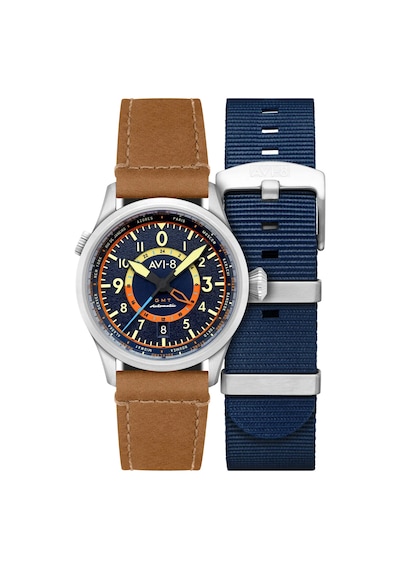 Avı-8 Flyboy Wingman Worldtimer Gmt Av-4120-01 Otomatik Erkek Kol Saati Metalik Gri