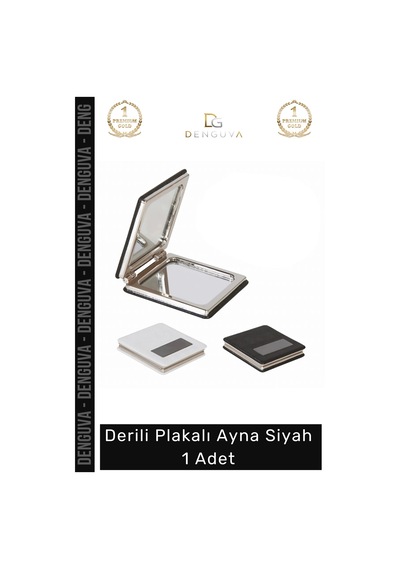 Ayna Modern Tasarım Lüks Dekoratif Estetik Siyah Deri Kaplama Ev Derili Plakalı Ayna Siyah - 1 Adet Çok Renkli