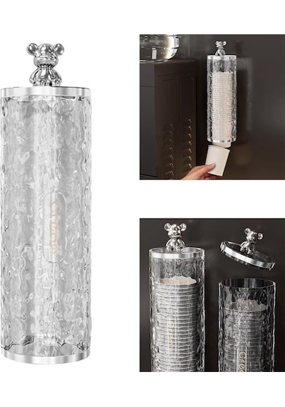 Sunup Sn-27110 Kendinden Yapışkanlı Plastik - Karton Bardak Dispenseri Şeffaf