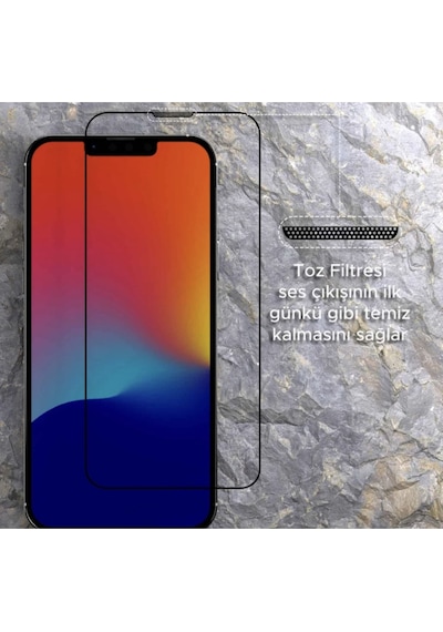 Apple Uyumlu   iPhone 11 Ekran Korucu Toz Özleyici Izgaralı Filitreli Full Tam Kaplayan Hd Anti Dust