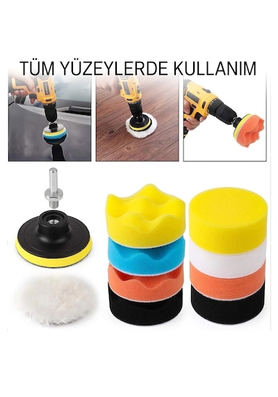 Batcell MK-75 Oto Araç Araba Pasta Cila Polisaj Süngeri Keçesi Pedi 11 Parça