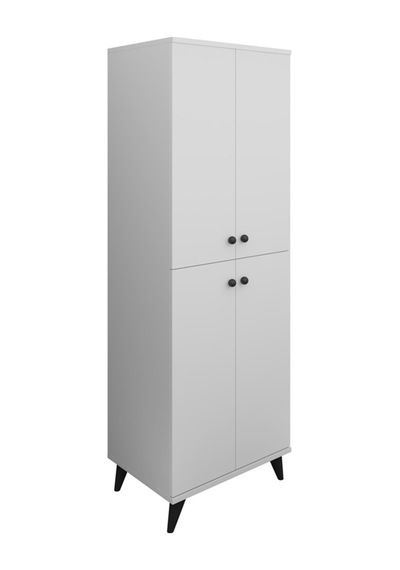 Simple Çok Amaçlı Dolap 5 Raflı 4 Kapaklı 60x44x176 Beyaz Beyaz