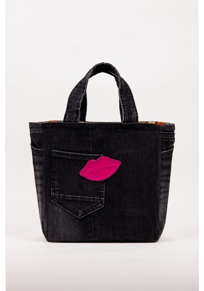 Fabric Craft Bag Kadın Denim Çanta Kot Kumaş Tote El Çantası Günlük Kullanım Büyük Boy 39x30 Kot Lacivert