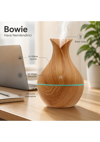 Bowie Ambiyans Aydınlatmalı Hava Nemlendirici Buhar Makinesi Çalışma Odası İçin