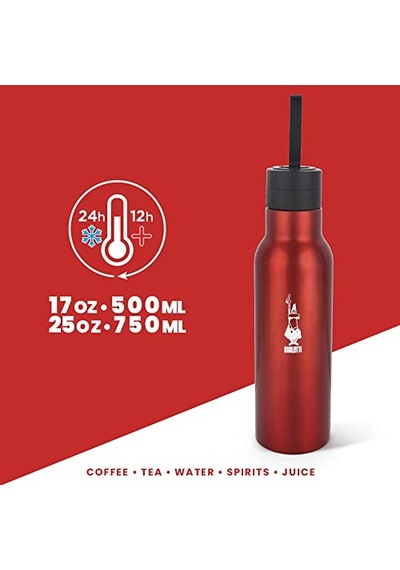Şişe - 500ml - Kırmızı Renk - Paslanmaz Çelik - Çift Katmanlı - 12 Saat 24 Saat Soğuk Tutar - Hava Geçirmez Vi Çok Renkli