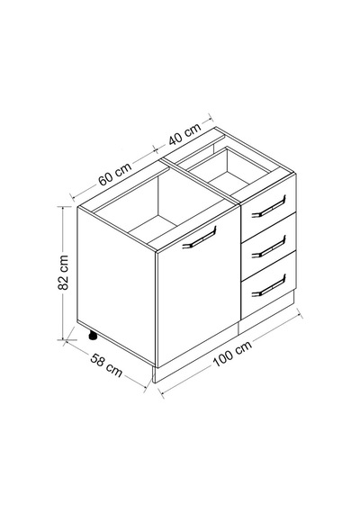 Minar 100 Cm Mutfak Dolabı Beyaz 100-B1-Alt Modül Beyaz