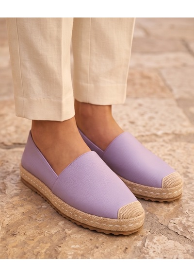 Futsishoes Lucıa Lila Hakiki Deri Dikiş Detaylı Kadın Espadril