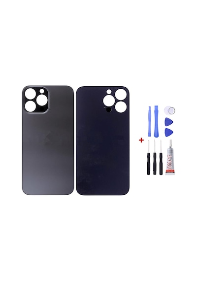 Apple Uyumlu iPhone 13 Pro Max Siyah Arka Cam Kapak Pil Kapağı Tamir Set B7000 Set Siyah