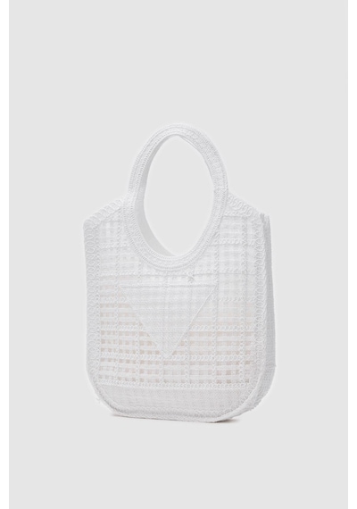 Shule Bags Vicolo Handmade Makrome Tote Çanta Beyaz Beyaz