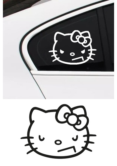 Kızgın Hello Kitty Sticker, Oto Sticker, Motor Sticker 10x7 Cm