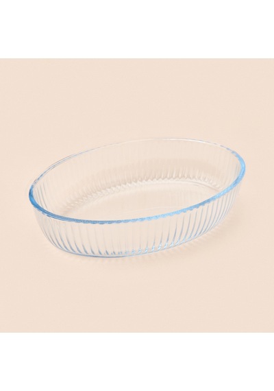 Twin Oval Cam Fırın Kabı - Şeffaf - 25x17 Cm Şeffaf