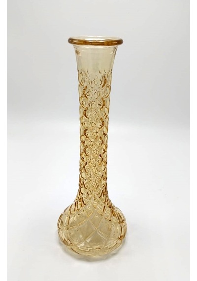 El Yapımı Gold Renk Baklava Model Cam Karanfillik 25cm Altın