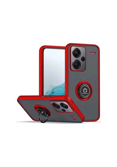 Uryport Xiaomi Redmi Note 13 Pro Plus Kılıf Montreal Yüzüklü Silikon Kapak - Kırmızı