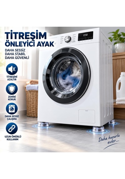 Çamaşır Makinesi Titreşim Önleyici Şeffaf Silikon Ayak 4'lü Set Diğer