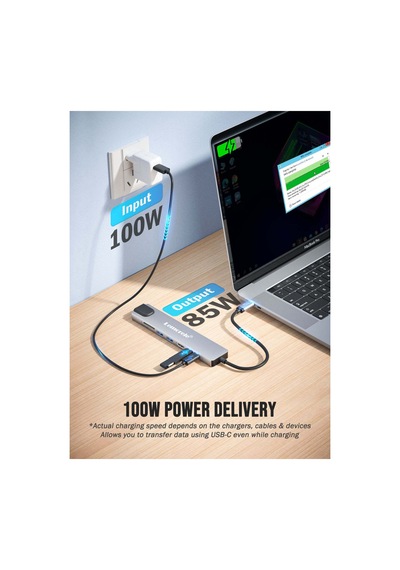 Lemorele Tc19plus, 8 İn 1 Usb Type-c Hub Çoklayıcı, 4k Hdmı Usb 3.0 Ethernet, Pd Şarjlı 8'i 1 Arada Çoğaltıcı