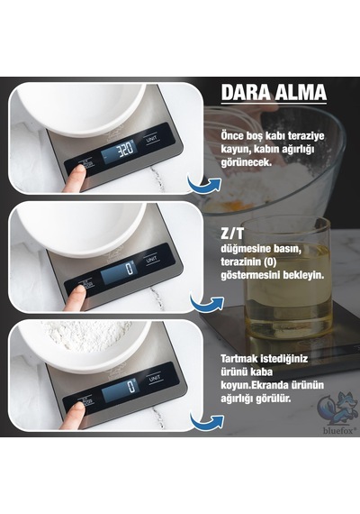 Dijital Mutfak Tartısı, 10kg/1g Hassasiyet, Paslanmaz Çelik, 6 Birim Dönüşümü G/kg/lb/oz/ml/milk Ml , 2 Aaa Pil Dahil Çok Renkli