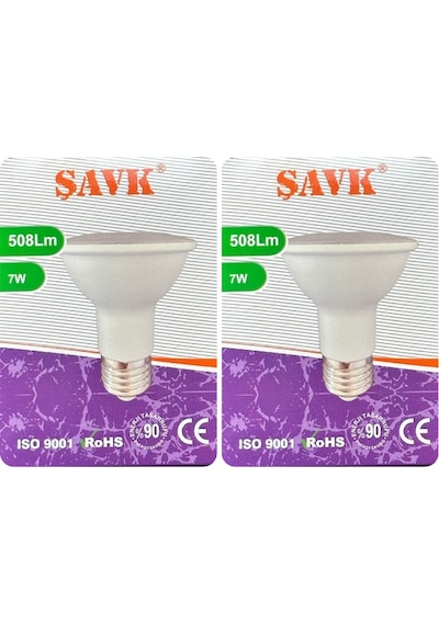 2 Adet Şavk 7w 6500k Beyaz Işık Par20 E27 Duylu Kalın Duy Led Spot Ampul