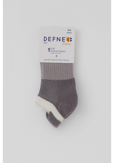 Defne Baby Kız Çocuk Spor Patik Çorap Blok Desenli 5-12 Yaş, Gri