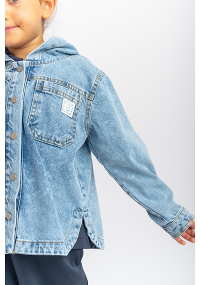 Oliven The Kid Oliventhekid Unisex Kapüşonlu Kot Ceket Mavi Mavi