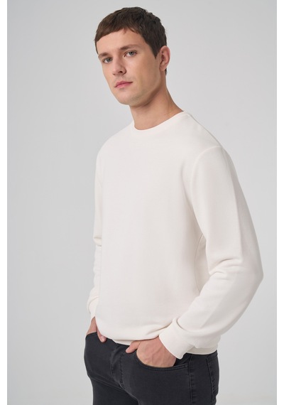 Morven Erkek Ekru Basic Bisiklet Yaka Sweatshirt 26ks063001454 Ekru