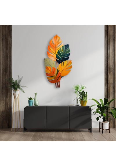 Tropikal Yapraklar - Metal Tablo - Dec0155 27 X 50 Cm Çok Renkli