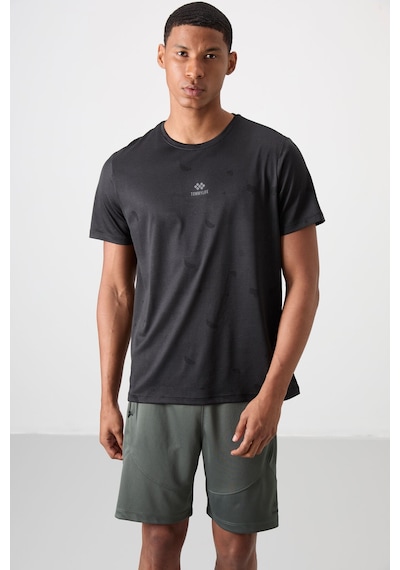 Tommy Life Siyah Polyester Nefes Alan Jakarlı İnce Esnek Standart Fit Erkek Performans T-shirt - 88397 Siyah