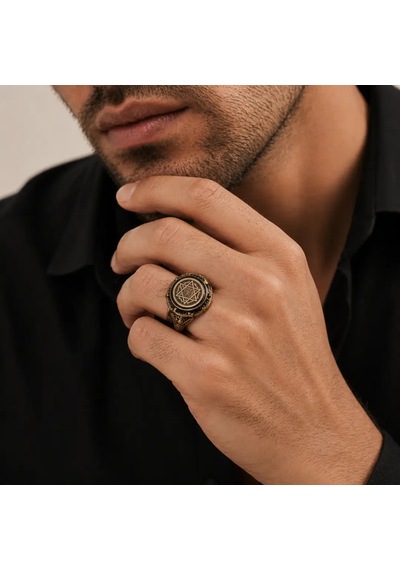 Nur Silver Gümüş Erkek Yüzük - Nur-yz83543