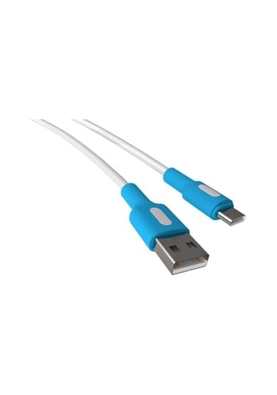 Usb A-c Hızlı Şarj Kablosu, Beyaz Kablo, Beyaz/mavi Uçlar 120 Cm