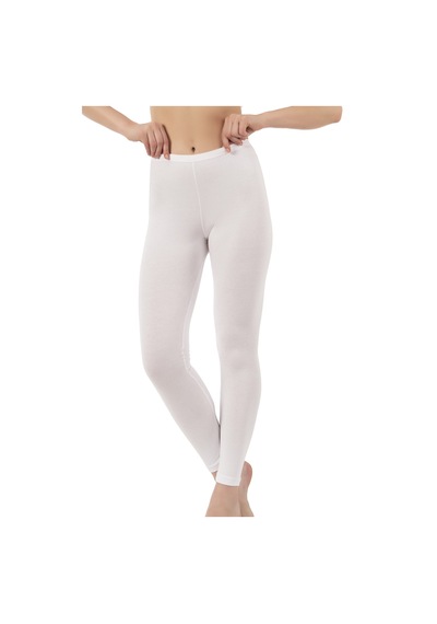 Özkan Underwear Özkan 0415 Kadın Pamuklu Likralı Süprem Düz Uzun Tayt Beyaz