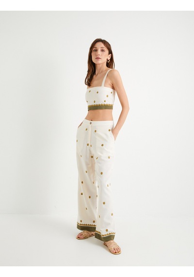 Koton Çiçekli Crop Üst İşlemeli Askılı Slim Fit Ekru 4sak30035ew Koton Çiçekli Crop Üst İşlemeli Askılı Slim Fit Ekru 4sak30035ew