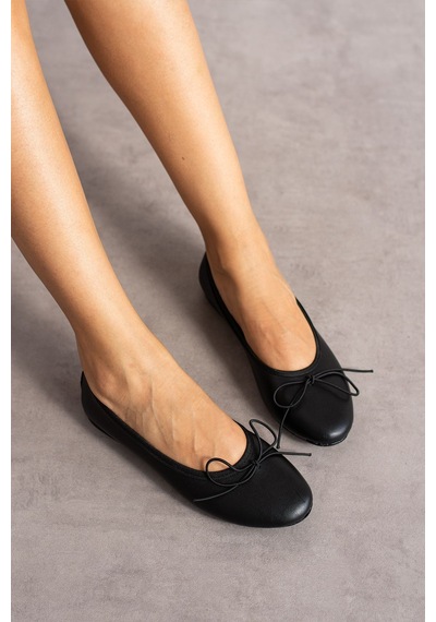 Zenneshoes Kadın Günlük Molly Leopar Yuvarlak Burun Balerin Babet Siyah Vegan