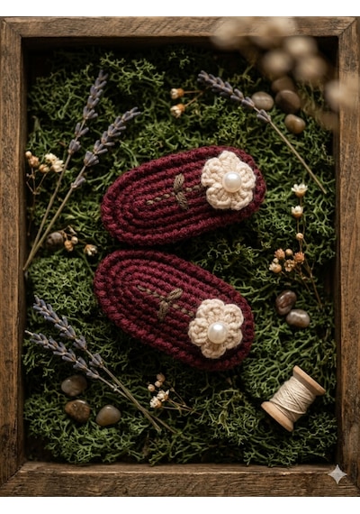 Diadem Aksesuar Bordo İnci Diadem