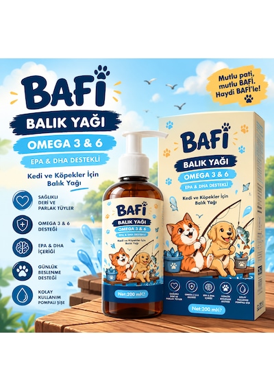 Bafi Kedi Ve Köpekler İçin Omega 3 Balık Yağı 200 Ml
