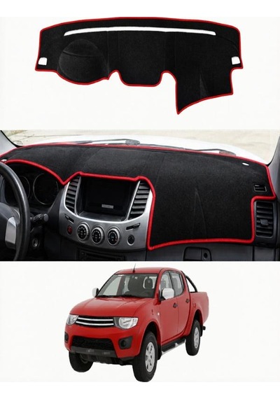Mitsubishi - L200 2005-2015 Uyumlu Torpido Koruma Kılıfı - Kırmızı Şeritli