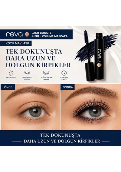 Lash Booster & Full Volume Color Mascara -tam Hacim & Uzatan Renkli Maskara Koyu Mavi 450 Çok Renkli