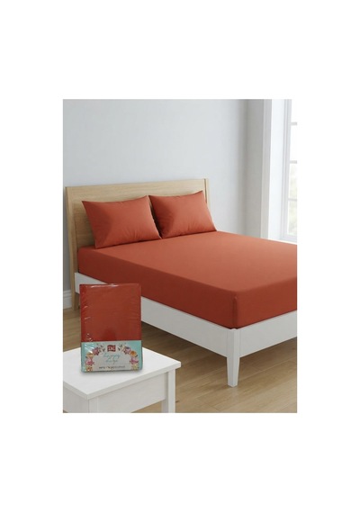 King Size Penye Lastikli Çarşaf+yastık Kılıfı Kırmızı