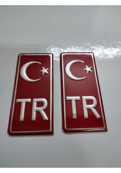 Tr Plaka Kabartma Sticker 2'li - Türkiye Plaka Pleksi Kabartma Sticker 2 Adet