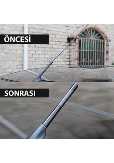 Şüscar Araç Anten Karbon Desenli Spor Çubuk Metal Radio Anteni Siyah