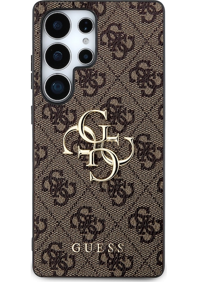 Galaxy Uyumlu S25 Ultra Kılıf Guess Lisanslı Pu Deri 4g Desenli Metal Büyük 4g Ve Logolu Kapak Kahverengi
