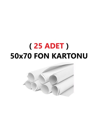 25 Adet 50x70 Cm Beyaz Renkli Fon Kartonu Rulo Canlı Renk Büyük Boy Anaokulu Kreş Okul