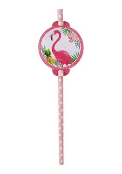 Benim Marifetlerim - Flamingo Karton Pipet 6 Adet Çok Renkli
