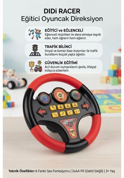 Eğitici Sesli Direksiyon Minik Sürücülerin Eğlenceli Yol Arkadaşı 70170008