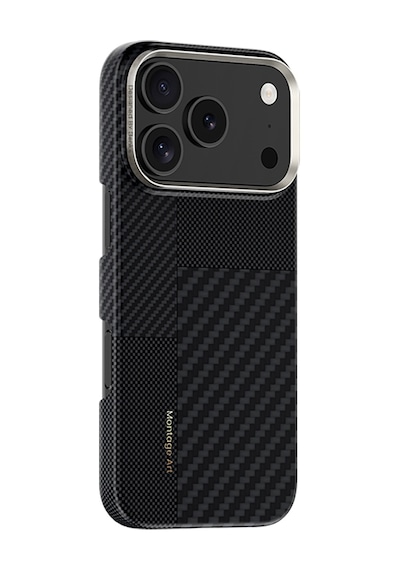 Apple Uyumlu iPhone 17 Pro Max Kılıf M-safe Şarjlı Karbon Fiber Benks Montage Armorair Kevlar Kapak Siyah