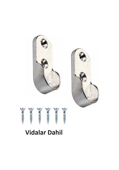 Oval Gardrop Askı Aparatı Nikel Flanş 2 Adet + Vida Oval Gardrop Askı Aparatı Nikel Flanş 2 Adet + Vida
