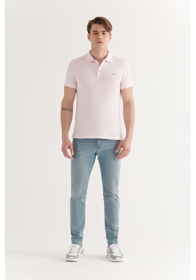 Avva E001004 Serin Tutan Standart Fit Normal Kesim Erkek Polo Yaka T-Shirt - Açık Pembe