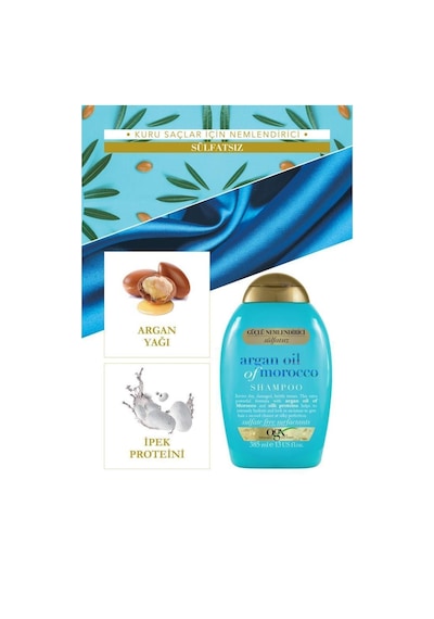 OGX Argan Oil Onarıcı Sülfatsız Şampuan 385 ML + Saç Bakım Kremi 385 ML + Yenileyici Bakım Yağı 100 ML﻿﻿