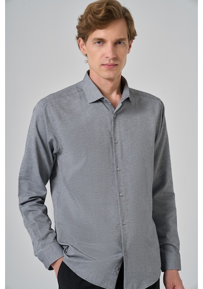 Morven Erkek Gri Slim Fit İtalyan Yaka Gömlek 25mc004069100 Gri Gri