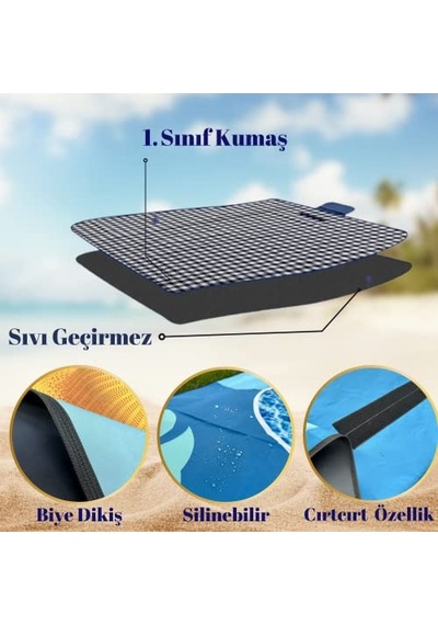 Ayrex Plaj Havlusu, Piknik Örtüsü, Plaj Matı, Çantalı Plaj Hasırı,kamp Battaniyesi, Kamp Matı, Katlanabilir, Ha Genel
