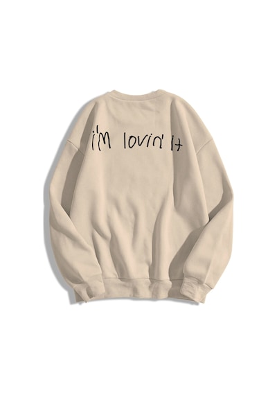 Unisex I'm Lovin It Bisiklet Yaka Sweatshirt Gri Gri