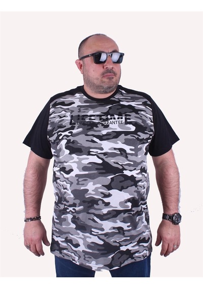 Moc Grande Mocgrande Büyük Beden Shoulder Line Camouflage Erkek Tişört 23147 Fume